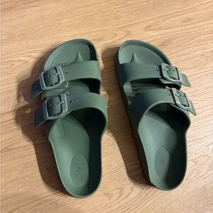 Olive Green Double Buckle Sandals